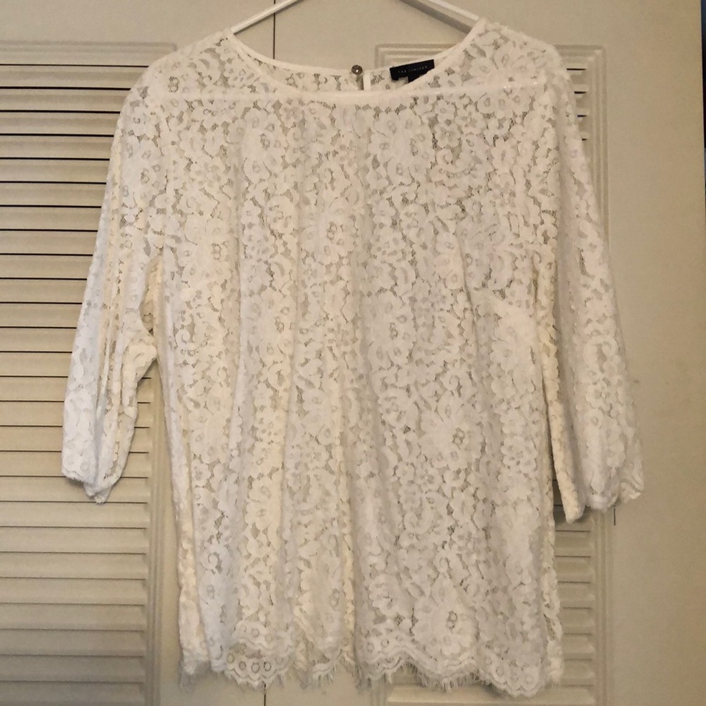 White lace, 3/4 sleeve, shirt